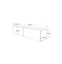 Mueble TV para Pared Color Roble 140x31.5x29.5 cm - 2 Puertas Estilo Moderno.