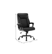 Silla de Oficina Tipo Director en Piel Sintética Negra - 118/110x72x64 cm, Elegancia y Confort