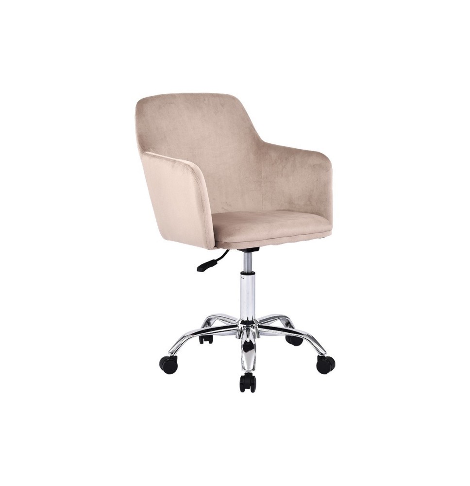 Silla de Oficina en Terciopelo Rosa con Patas Metálicas - 94/80x55x54 cm, Estilo Elegante y Confortable.