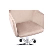 Silla de Oficina en Terciopelo Rosa con Patas Metálicas - 94/80x55x54 cm, Estilo Elegante y Confortable.